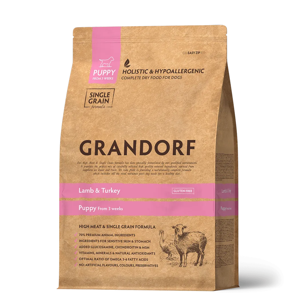 Купить Grandorf DOG LAMB & TURKEY PUPPY - Грандорф Cухий комплексний корм для цуценят з трьох тижнів вагітних і лактуючих сук дрібних та середніх порід